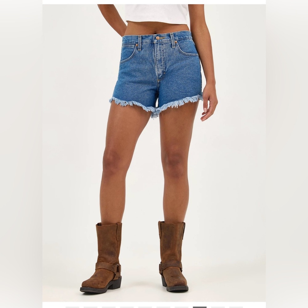 Wrangler Blue Frayed Jean Shorts